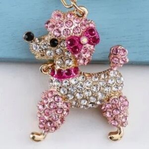 Rhinestone Poodle Puppy Bag Charm/Keychain